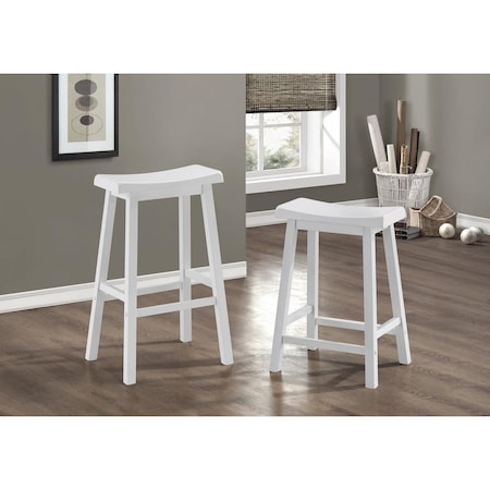 Gfancy Fixtures 48 in. White Solid Wood & MDF Saddle Seat Barstools - Set of 2 GF3097459